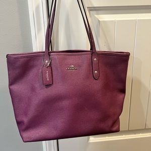 Purple coach tote / handbag